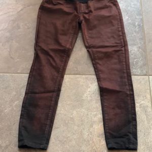 Wax-coated Maroon Ombré Maternity Jeans